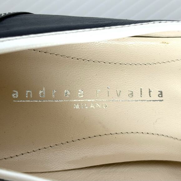 Andrea Rivalta Italian Leather Block Heel Shoes Square Toe Preppy Women’s 37 6.5 - Picture 7 of 8